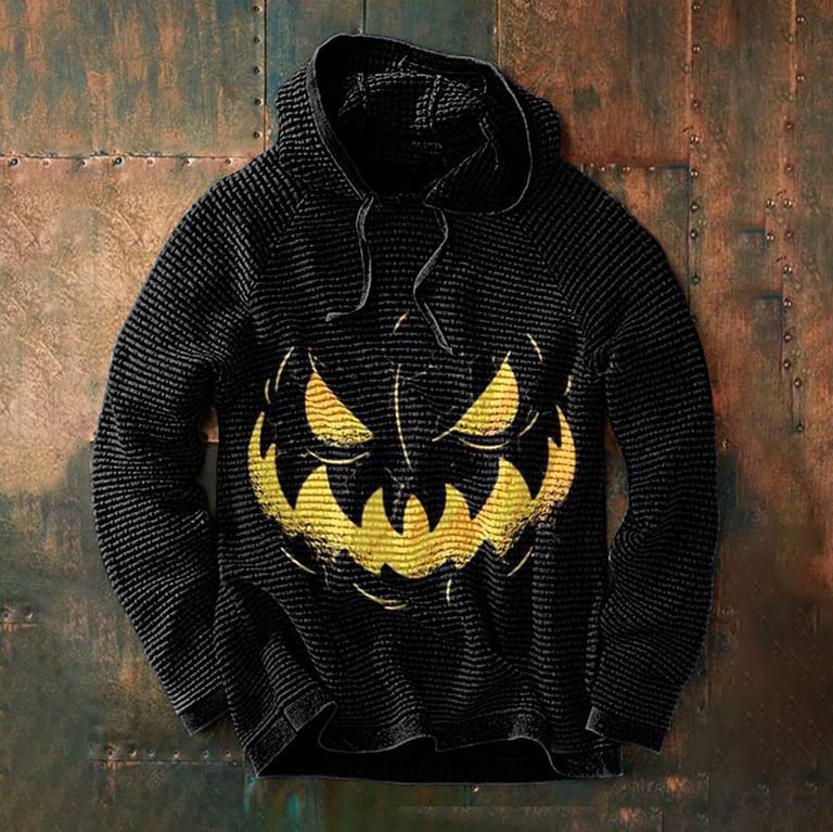 Casual Halloween Horror Smiley Print Hoodie