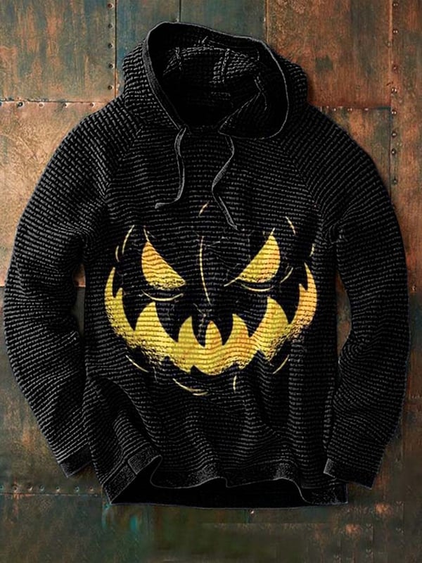 Casual Halloween Horror Smiley Print Hoodie