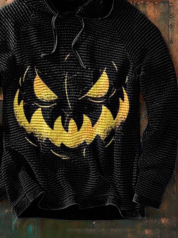 Casual Halloween Horror Smiley Print Hoodie