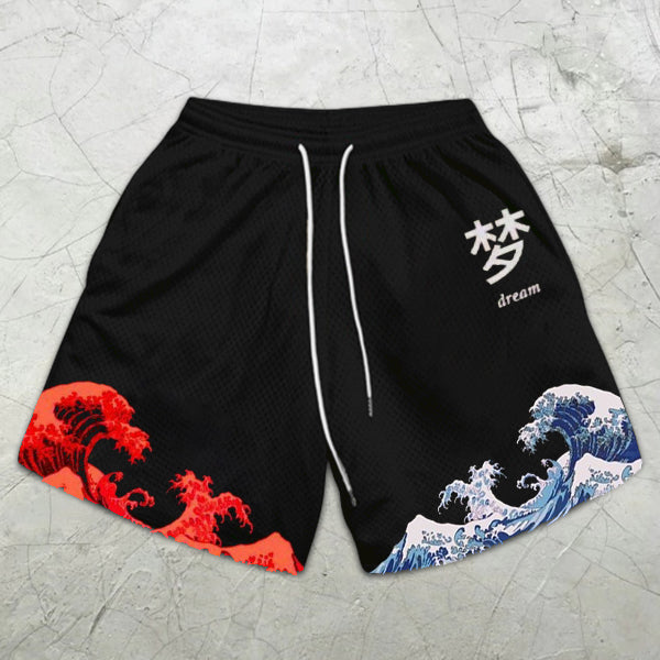 Surf Dream Graphic Print Elastic Shorts