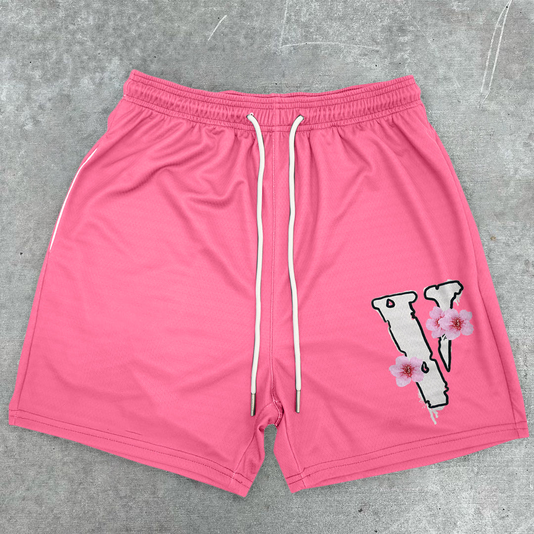 Retro Sakura Tide Street Sports Shorts