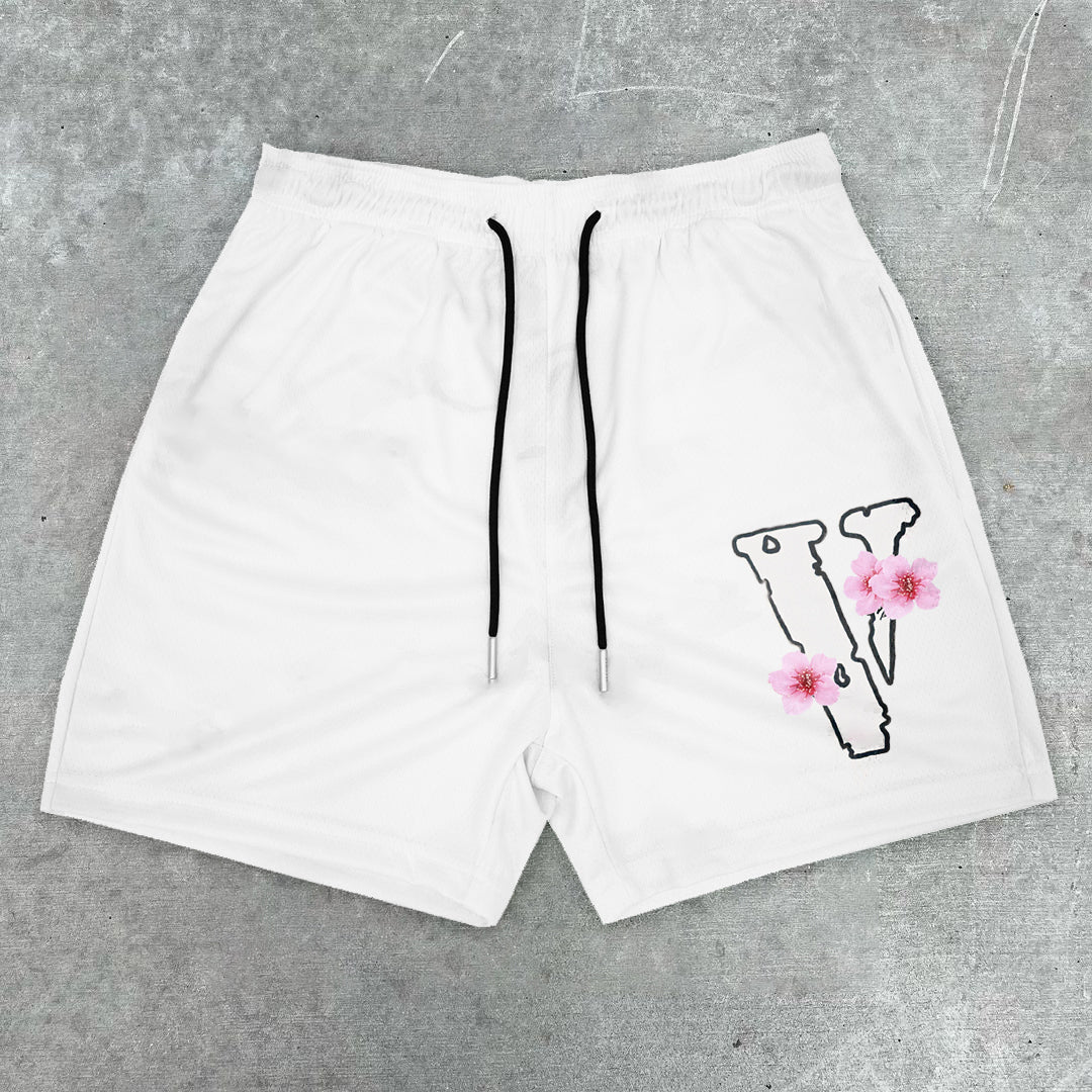 Retro Sakura Tide Street Sports Shorts