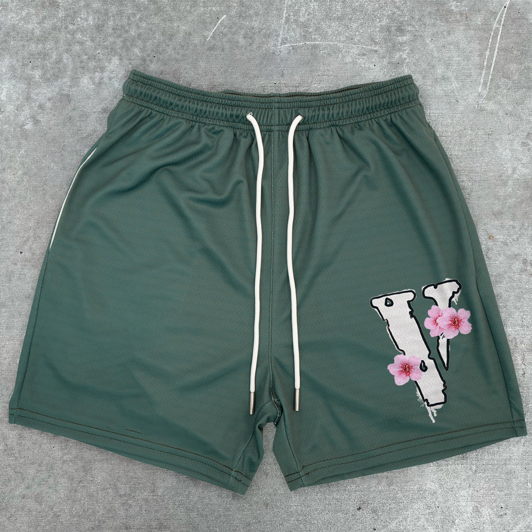 Retro Sakura Tide Street Sports Shorts