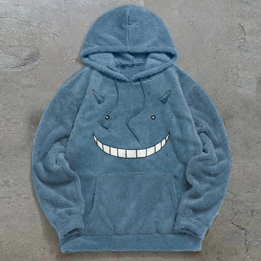 Retro Trend Cute Graphic Plush Hoodie