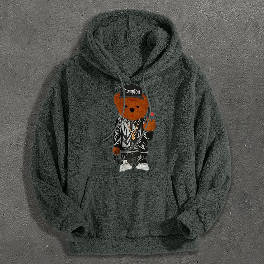 Casual Panda Print Plush Hoodies