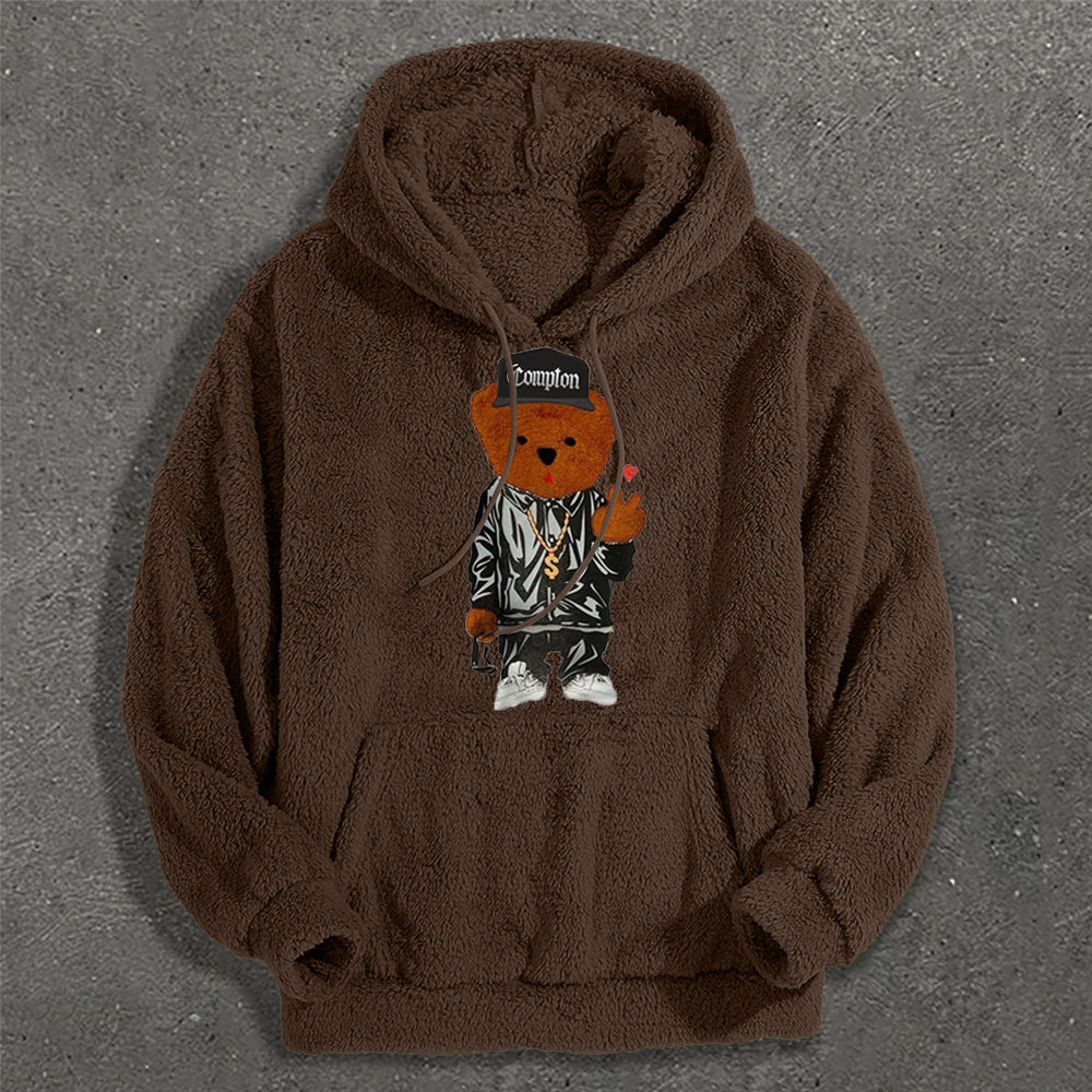 Casual Panda Print Plush Hoodies