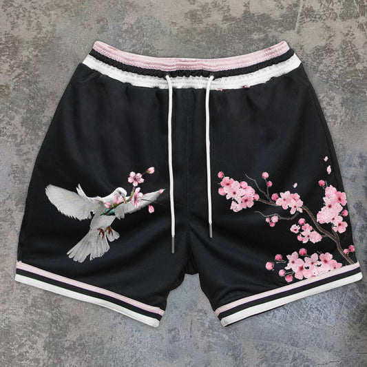 Dove Peace Sakura Pattern Art Shorts