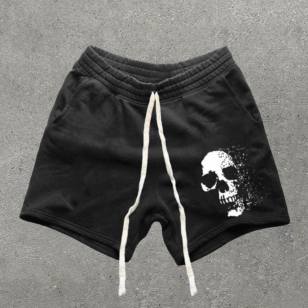 Casual Skull Disperse Print Shorts