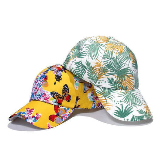 Fashion peaked cap yellow butterfly print baseball cap sunshade