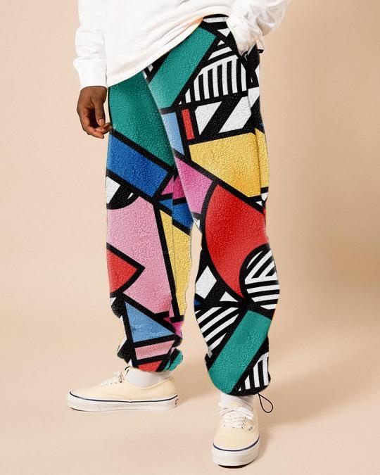 Polar fleece printed casual trousers