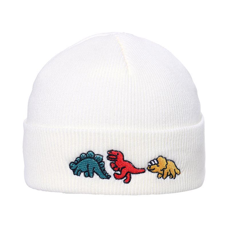 Hip Hop Knitted Hood Woolen Hat Dinosaur Embroidery