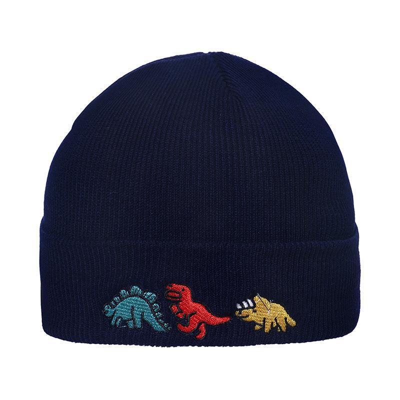 Hip Hop Knitted Hood Woolen Hat Dinosaur Embroidery