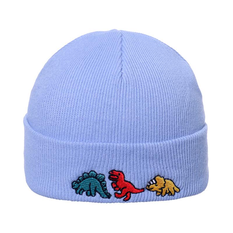 Hip Hop Knitted Hood Woolen Hat Dinosaur Embroidery