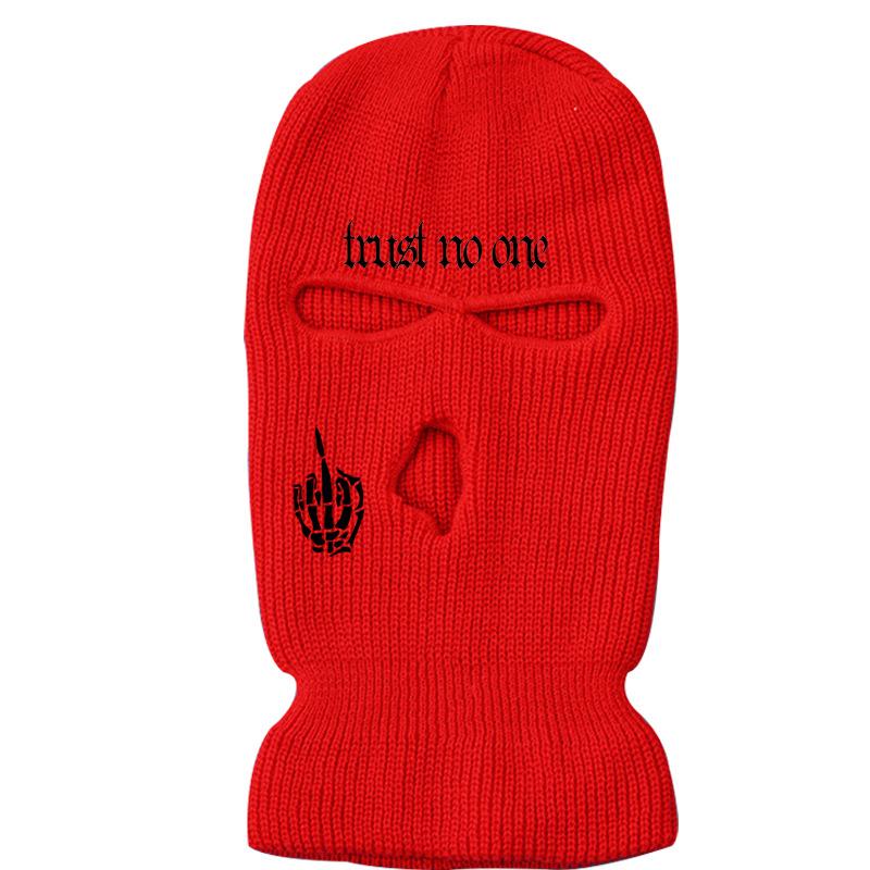 Skeleton hand street knitted warm three-hole hat ski mask hat