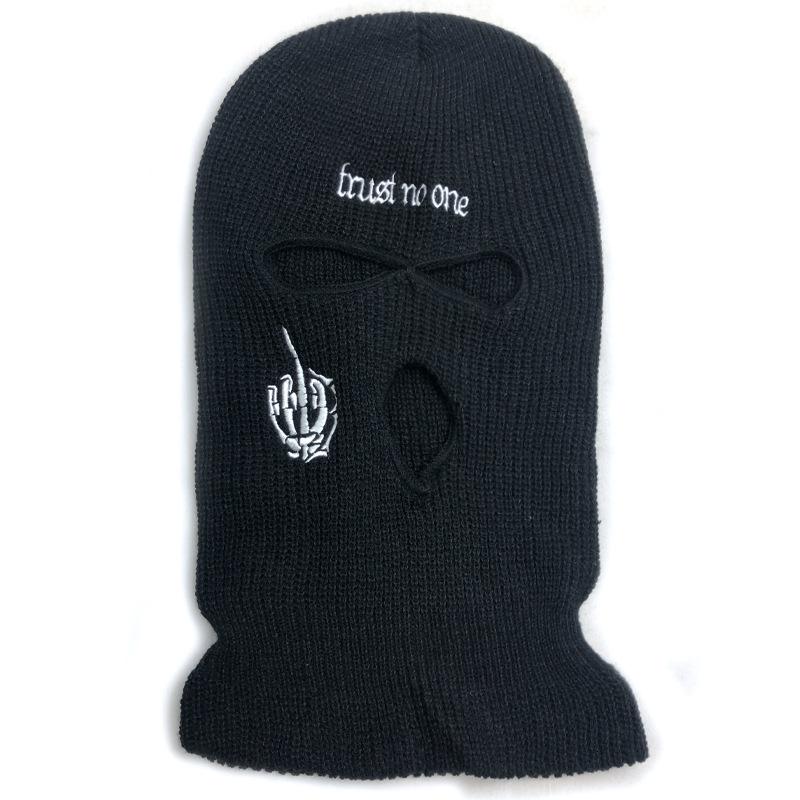 Skeleton hand street knitted warm three-hole hat ski mask hat