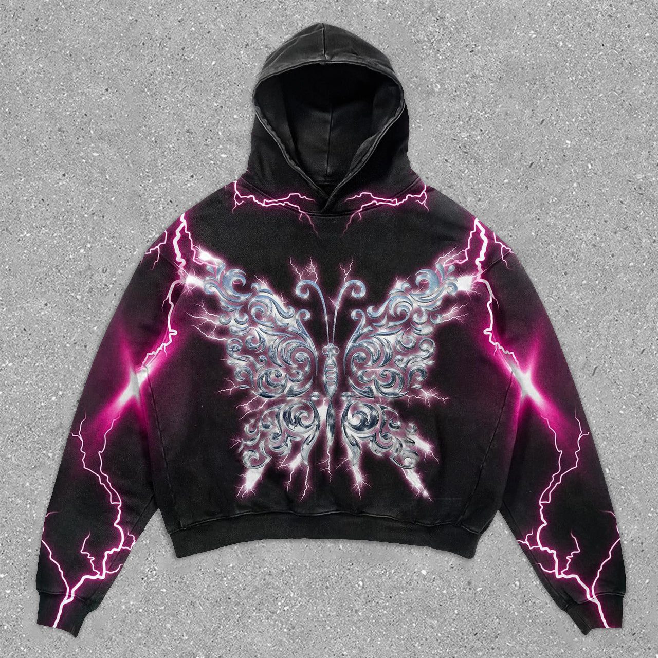 Vintage Lightning Butterfly Long Sleeve Hoodie