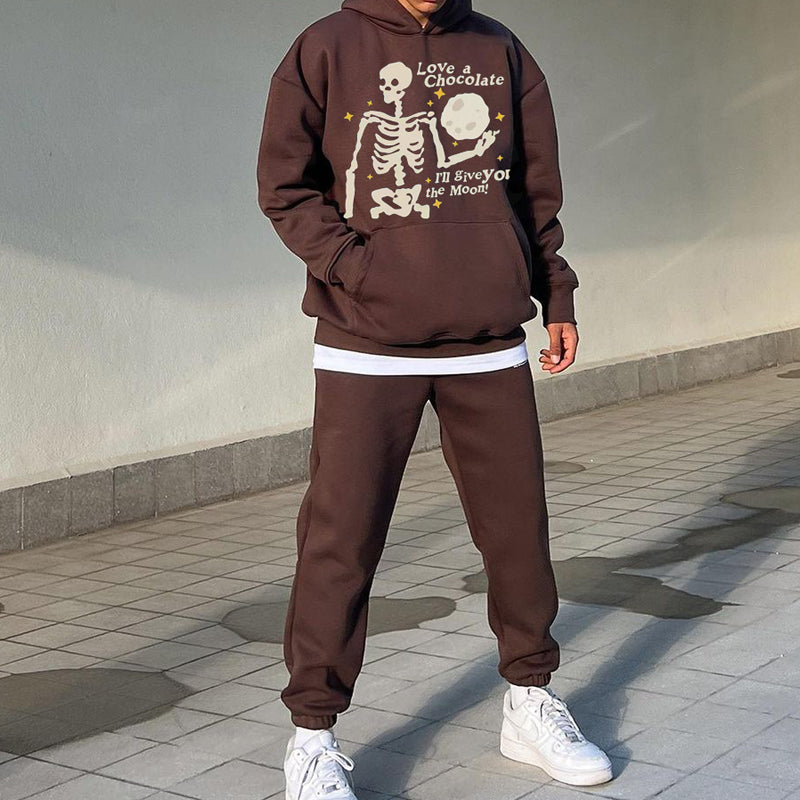 Trendy Skeleton Graphic Tracksuit