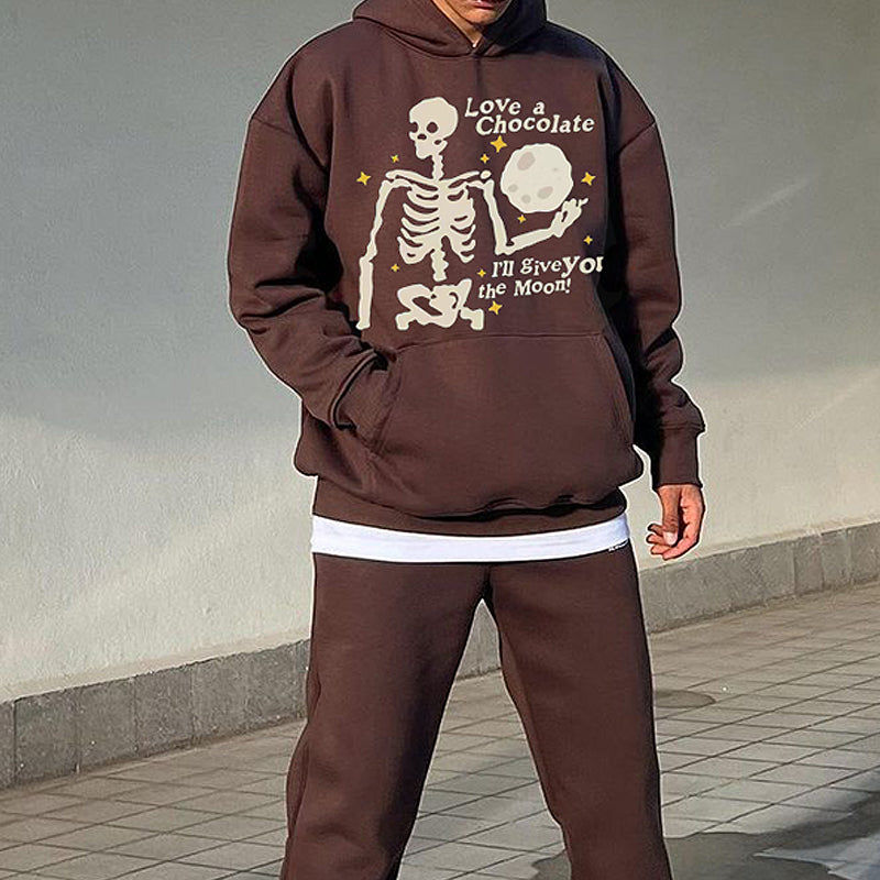 Trendy Skeleton Graphic Tracksuit