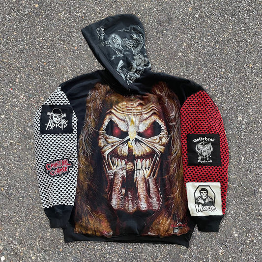 Fashion statement print retro skull hoodie