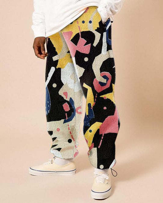 Casual printed fleece trousers