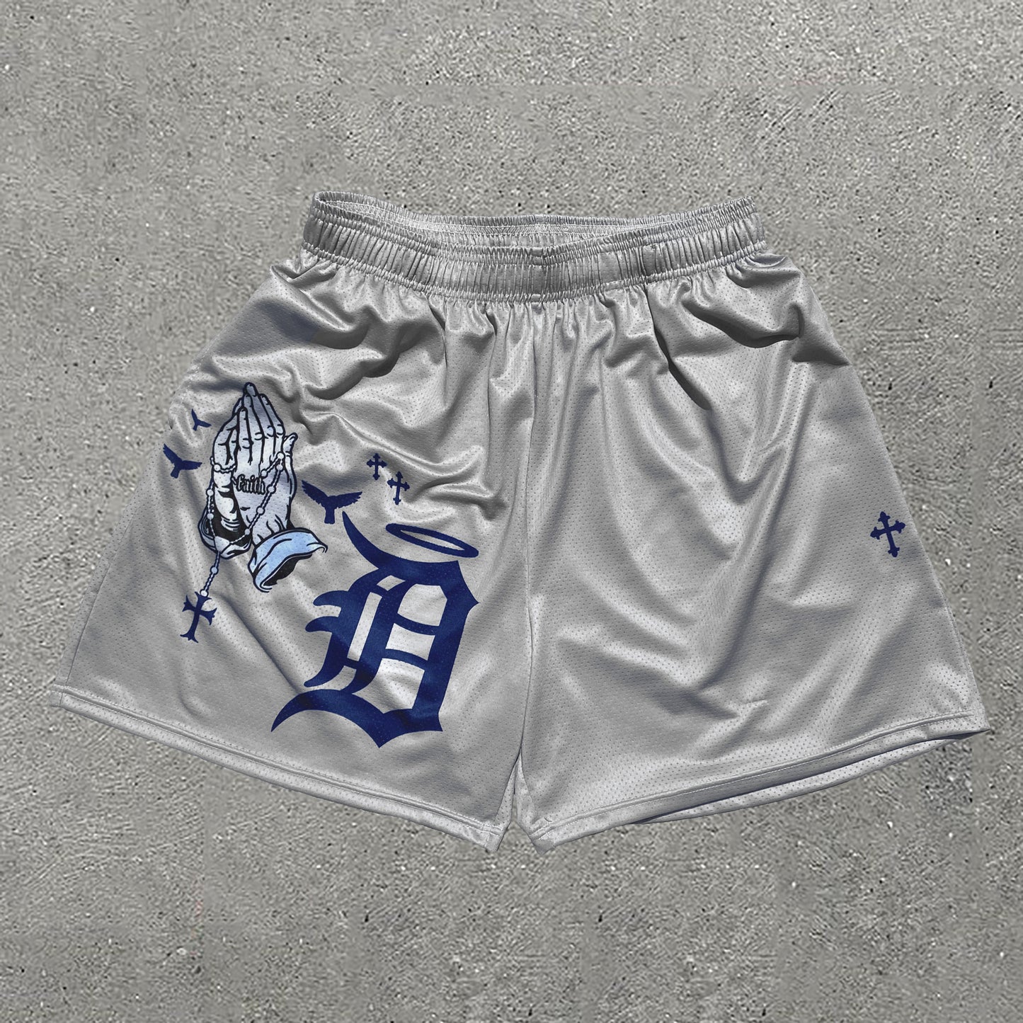 Casual Detroit Print Mesh Shorts