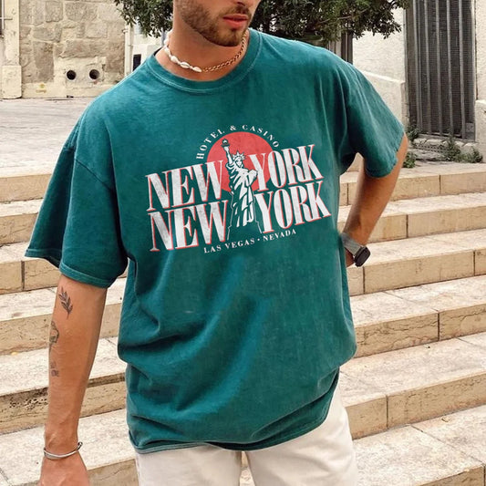 Casual Personalized New York Print T-Shirt