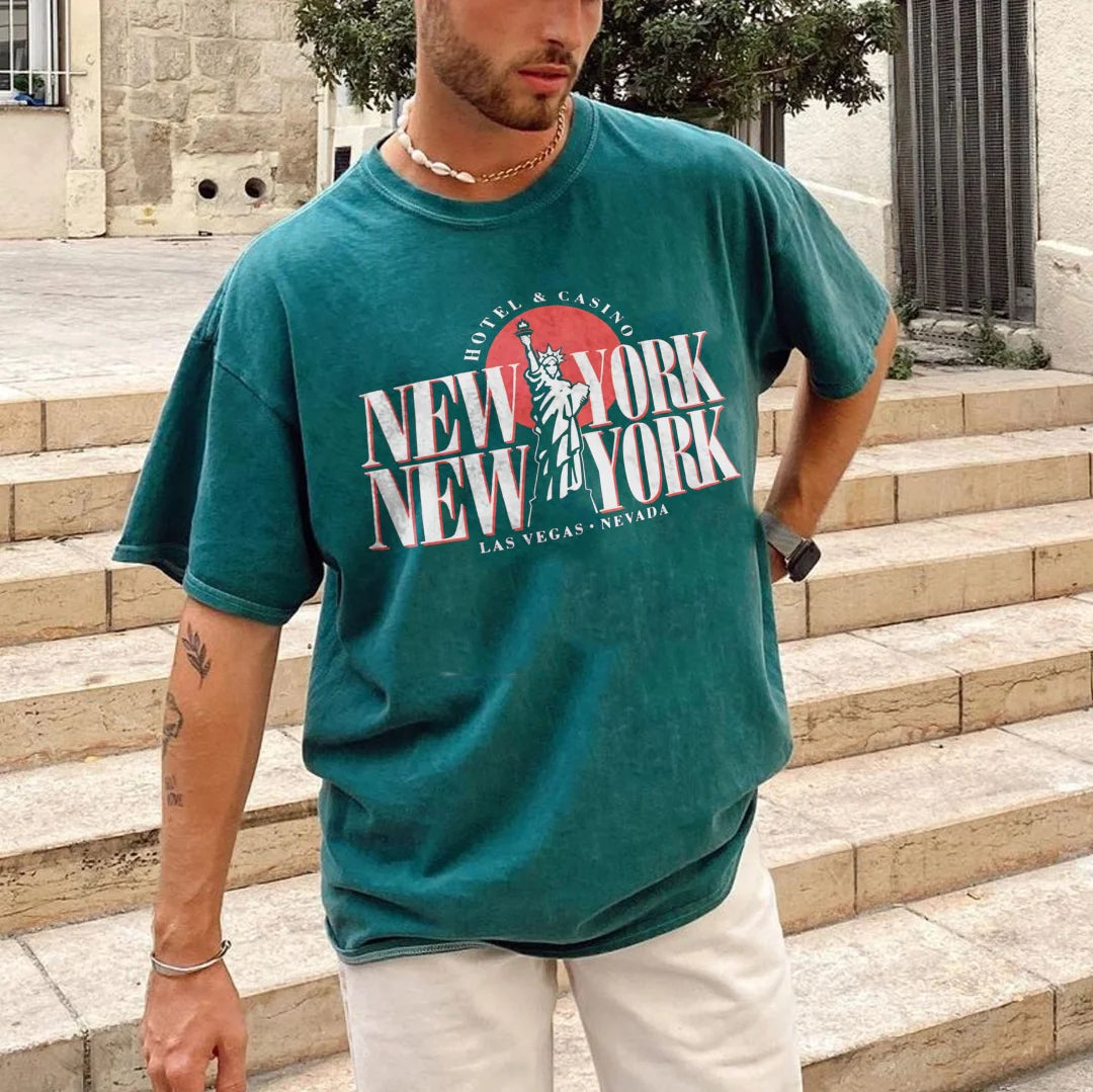 Casual Personalized New York Print T-Shirt