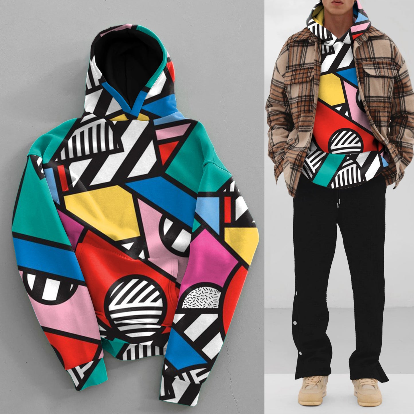 Trendy abstract pattern street bottoming hoodies