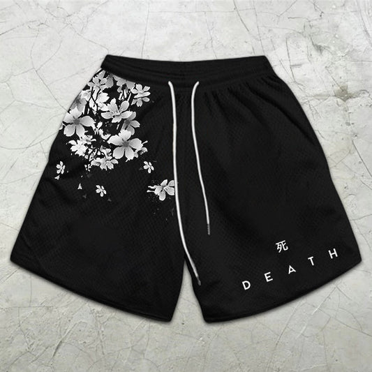 Sakura Graphic Print Elastic Shorts