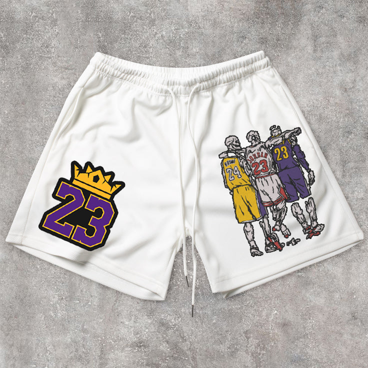 Comfortable Street Basketball Pattern Retro Shorts