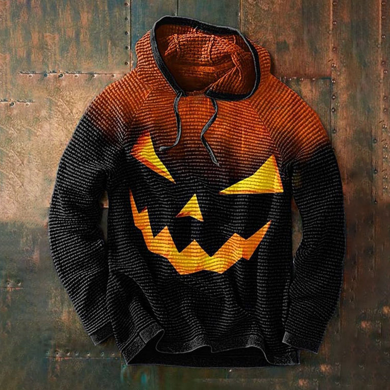 Casual Fashion Halloween Gradient Print Long Sleeve Men's Hoodie