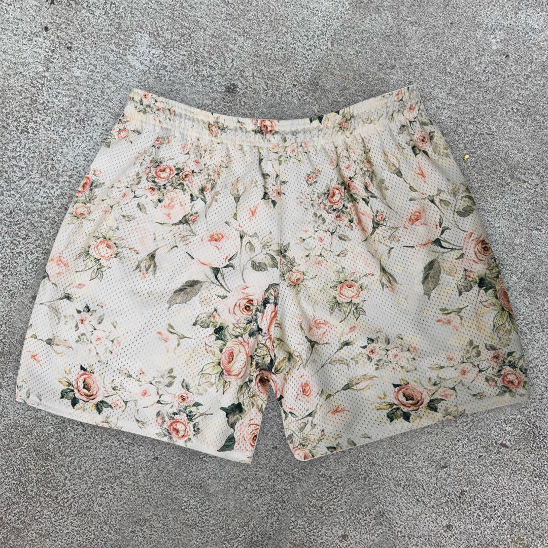 Relaxed Floral Preppy Track Shorts