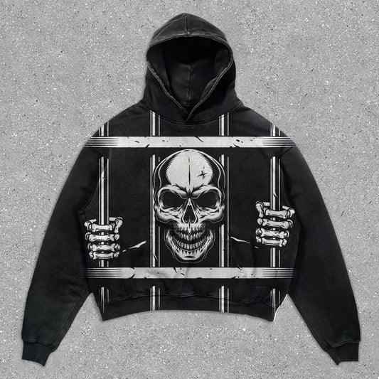 Skull Vintage Street Style Oversized Hoodie