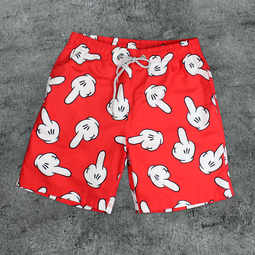 Hip Hop Trendy Cartoon Print Beach Shorts