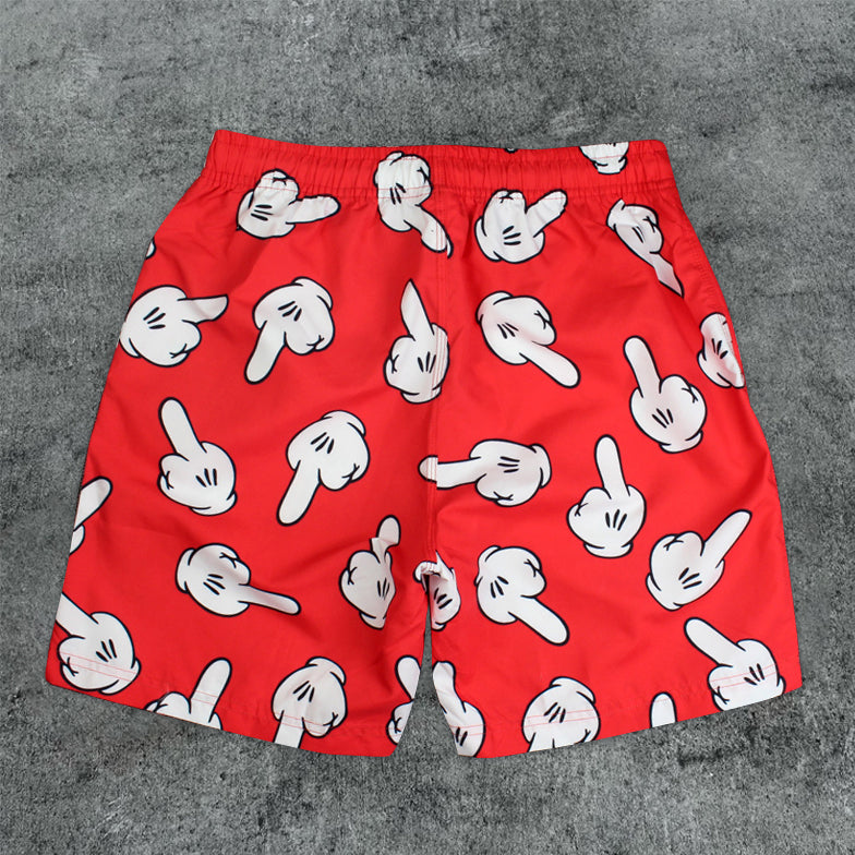 Hip Hop Trendy Cartoon Print Beach Shorts