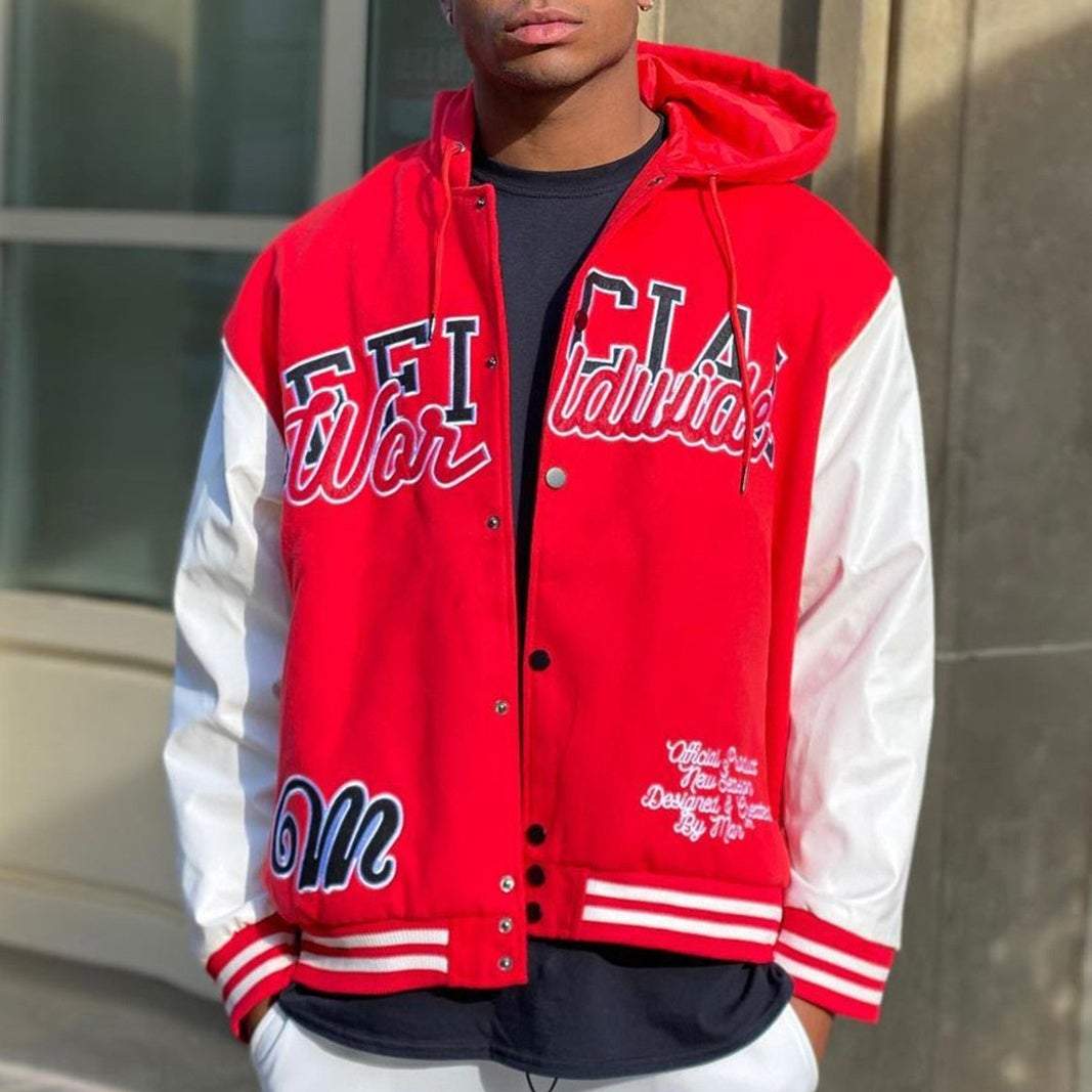 Varsity casual street hooded jacket