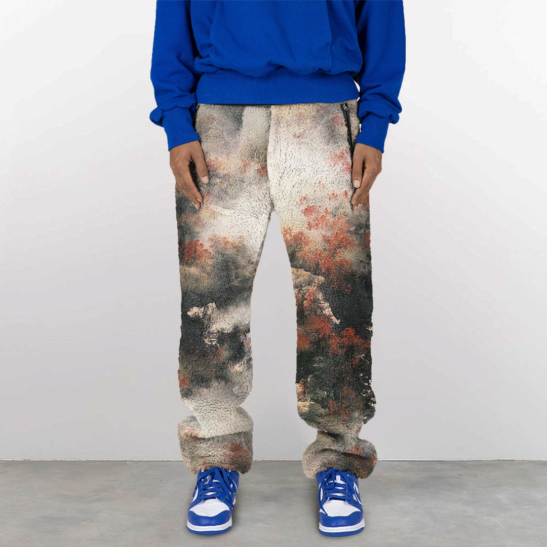 Ink Painting Art Fleece Sherpa Pants