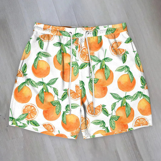 Trendy Orange Print Holiday Shorts