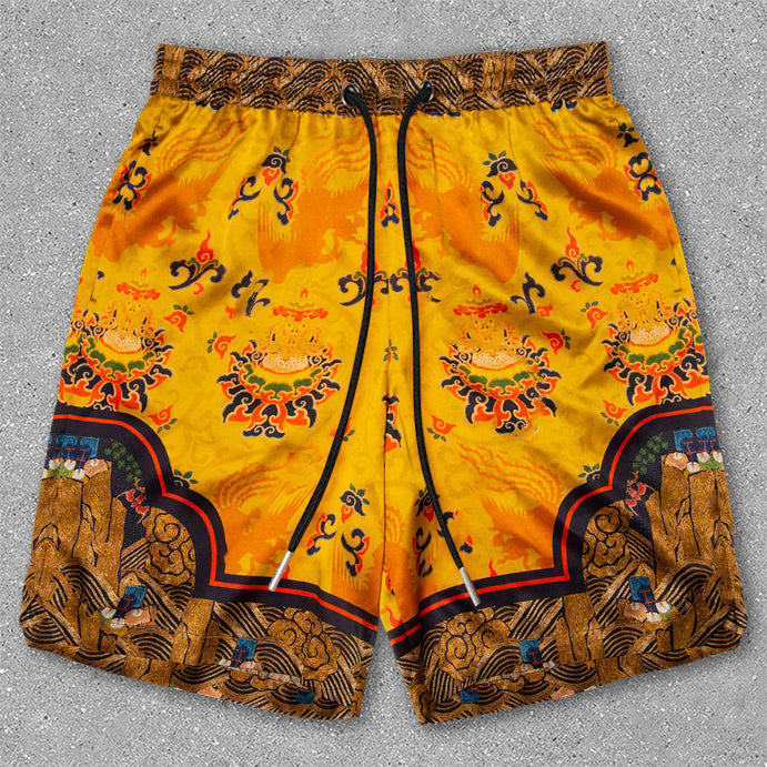 trendy art print street shorts