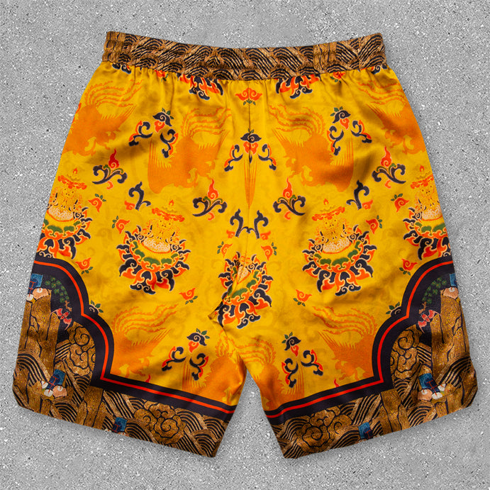 trendy art print street shorts