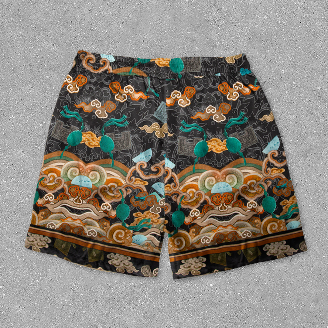 artistic vintage print shorts