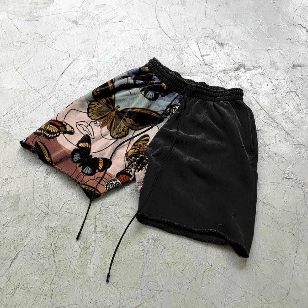 Gradient color butterfly personality retro casual shorts