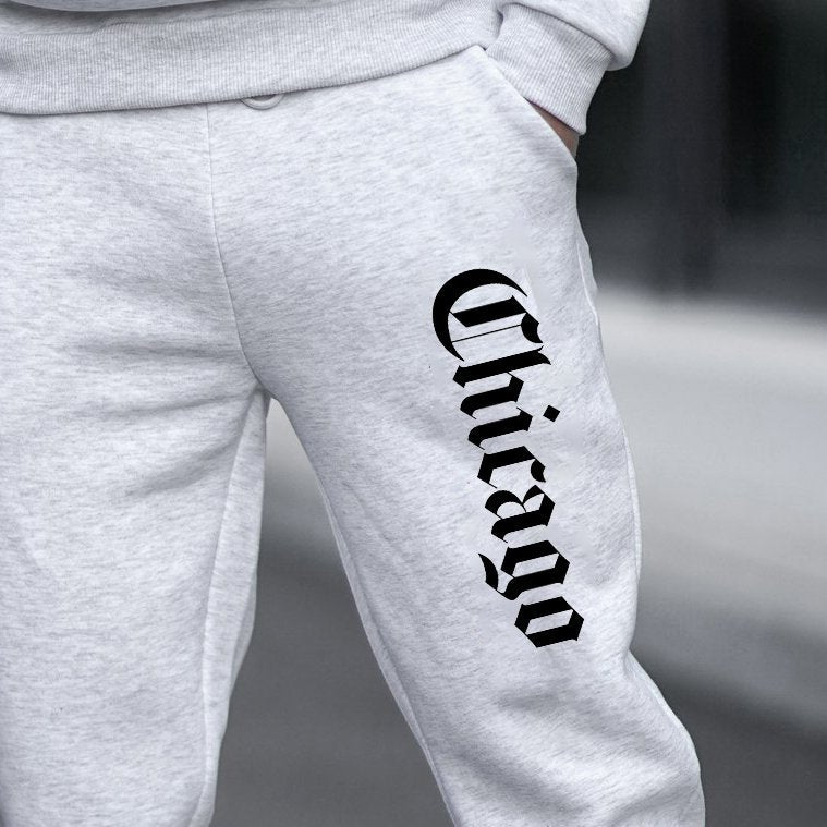 Stylish Preppy Chicago Print Track Pants