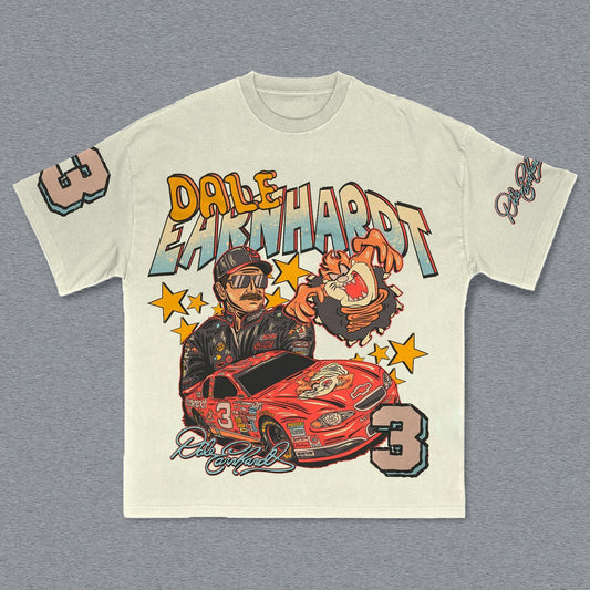 Cartoon & Car Print Short Sleeve T-Shirt