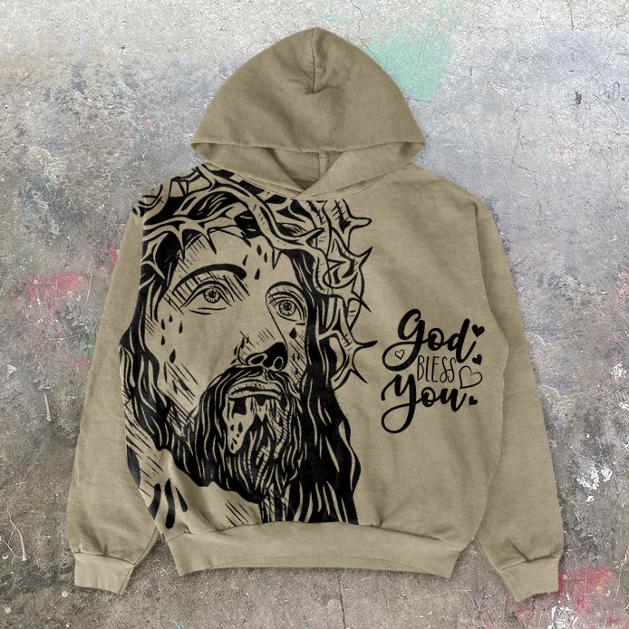 Vintage Jesus Bless You Stylish Hoodies