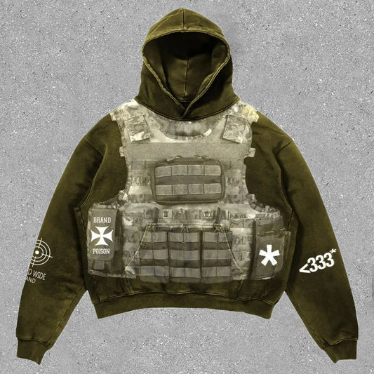 Personalized Fashion Bulletproof Vest Print Hoodie