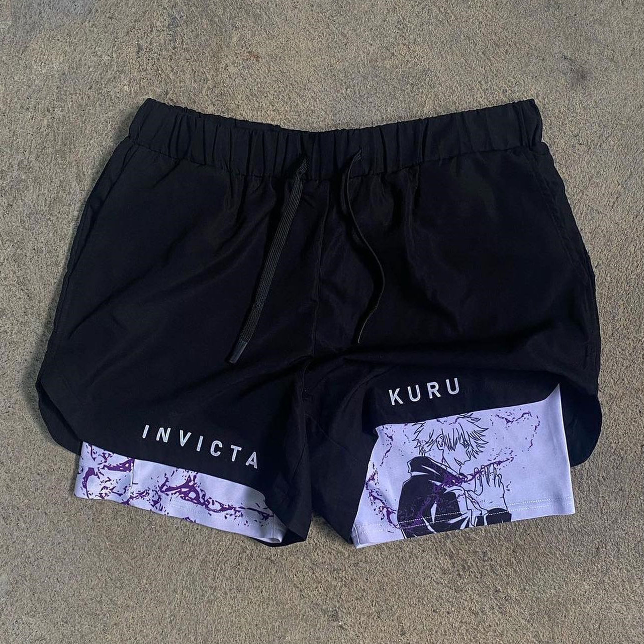 Anime Print Double Layer Quick Dry Shorts