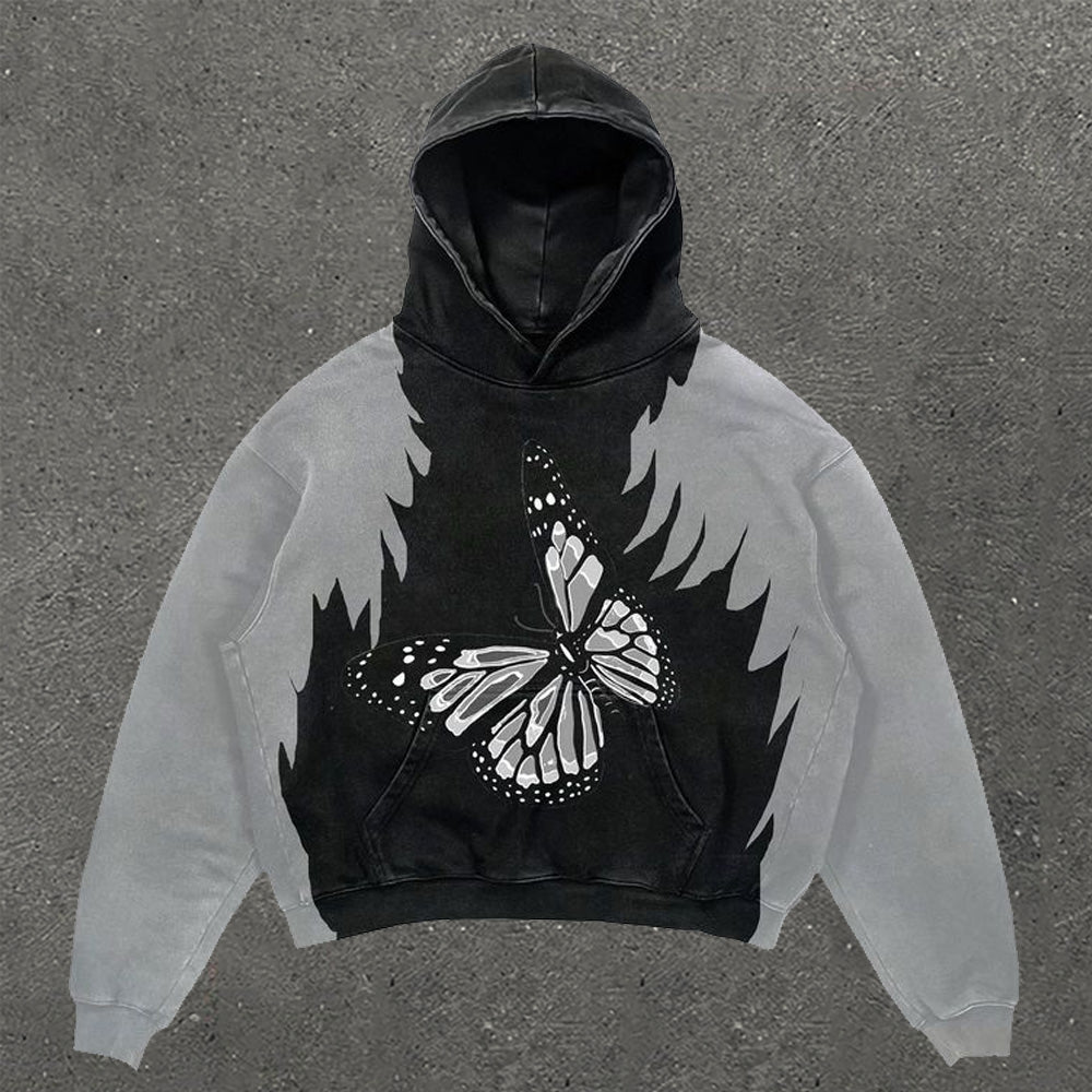 Butterfly Print Long Sleeve Hoodie