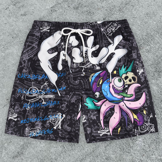 Original Cartoon Print Outdoor Beach Shorts