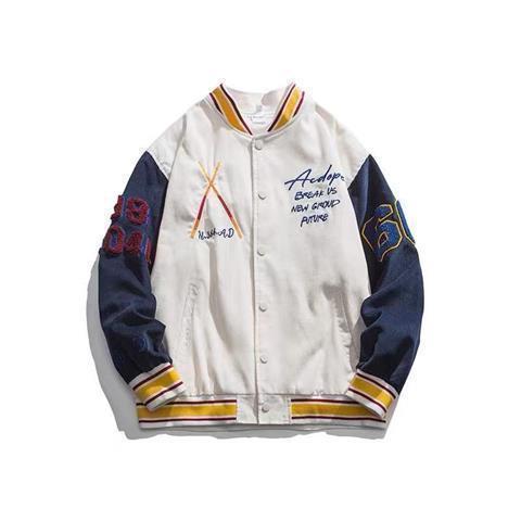 Retro corduroy baseball uniform bf wind stitching loose embroidered jacket